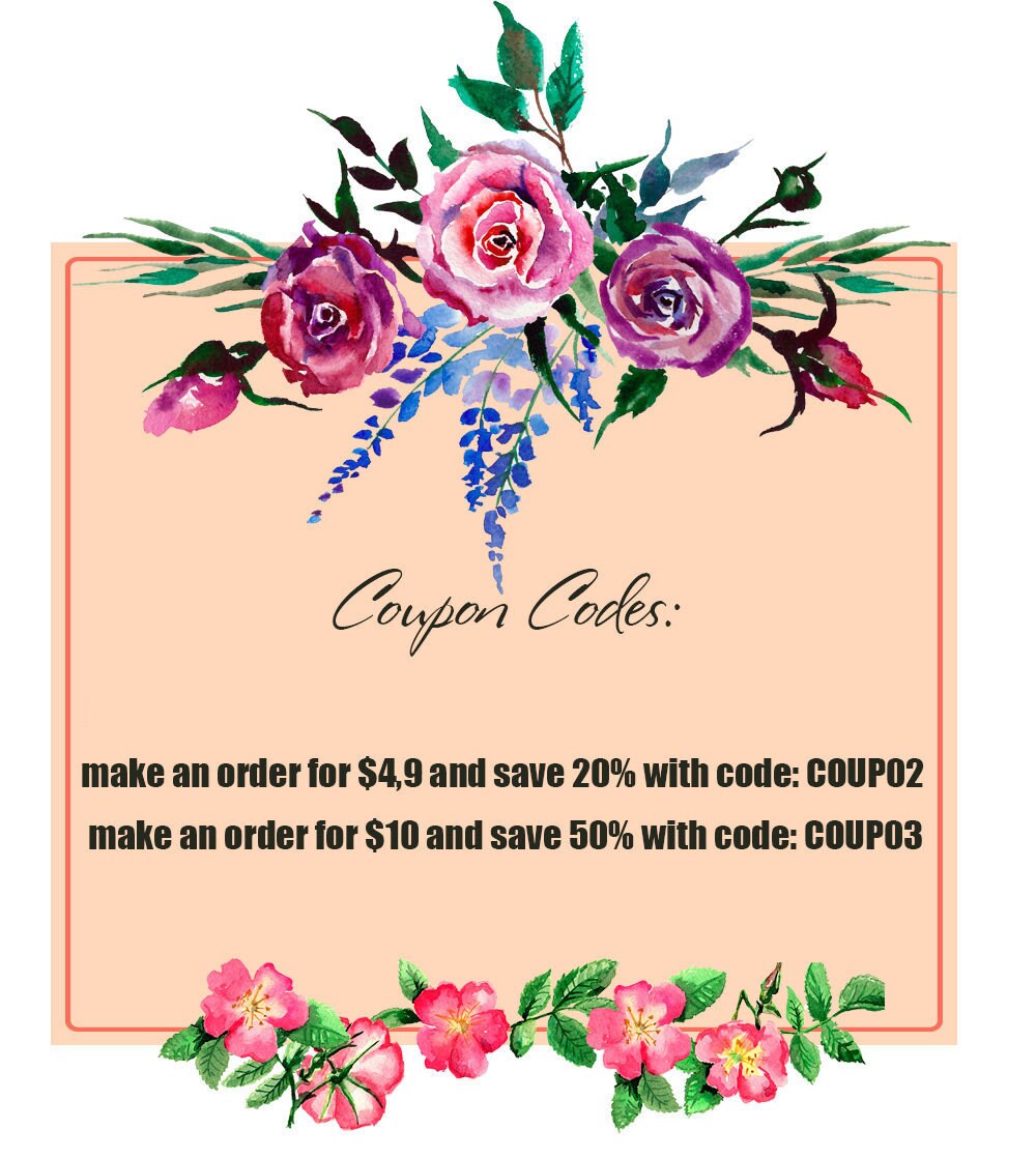 Watercolor Blue Flowers Clipart ornament. Watercolor Floral | Etsy