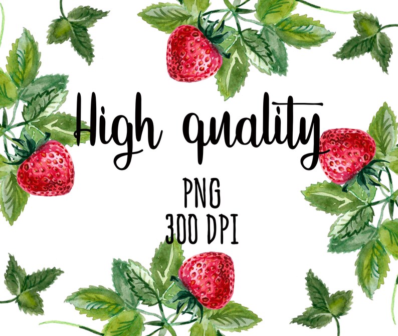 Strawberry Clipart Summer Strawberry Clipart Watercolor Strawberry Clipart Commercial Use Wedding clipart Invitation clipart Wreath