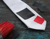 Black and red squares abstract tie. Kazimir Malevich tie. Unusual necktie. Gift tie. White tie. Cotton tie
