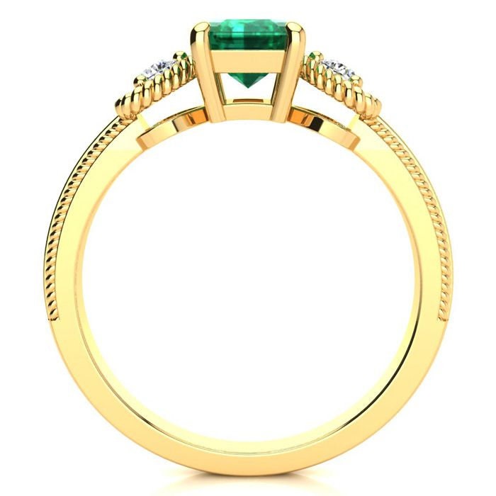 10 Karat Yellow Gold 1 Carat Emerald Cut Emerald and Two - Etsy