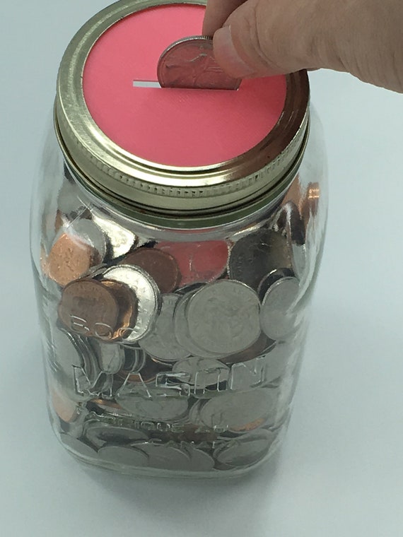 Mason Jar Coin Slot Lid Donation Jarcoin Bankpiggy Etsy