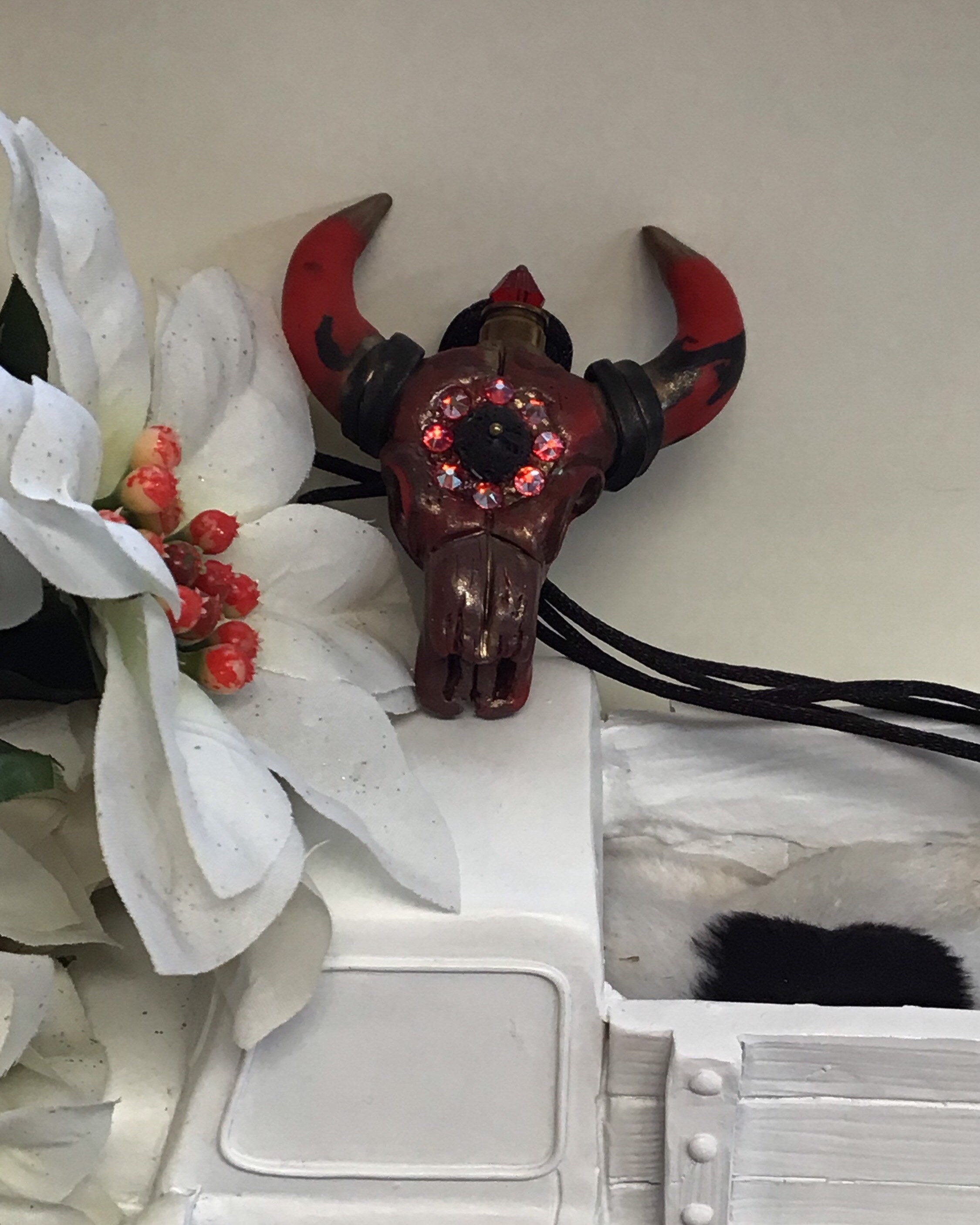 Rear View Mirror Car Hanging Accessory Western Bull Skull Etsy.de