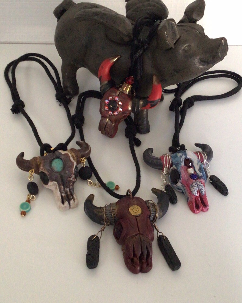 Rear View Mirror Car Hanging Accessory Western Bull Skull Etsy