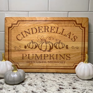 Cinderella's Pumpkins Engraved Board (Two Sizes, Cherry/Maple) (Cutting board, Charcuterie, Chopping board, Kitchen decor)