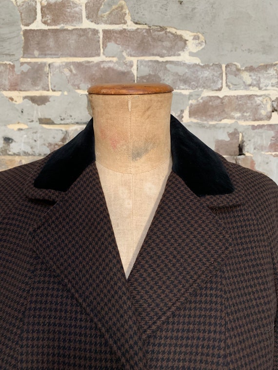 1950s Aquascutum coat, houndstooth black/brown, w… - image 2