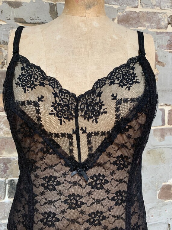 1980s black lace corset XXL - image 2