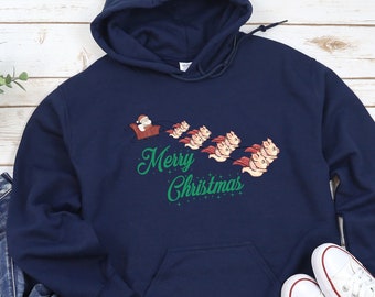 Funny Pig Christmas Shirt, Pig Hoodie, Christmas Sweatshirt, Holiday Shirt, Pig Christmas Gifts, Christmas Party Gift, Vegan Christmas