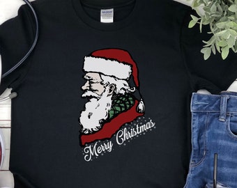 Retro Santa Tee, Santa Tee, Merry Christmas Shirt, Vintage Santa Graphic Tee, Classic Christmas, Santa Head Tee, Ho Ho Ho, Santa Claus Shirt