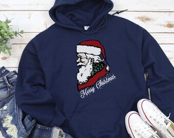 Merry Christmas Santa Hoodie, Christmas Vintage Sweatshirt, ,Retro Christmas Shirt, Unisex Christmas Hoodie, Christmas Party Gifts, Santa