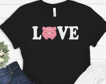 Pig Love Shirt, Vegan Pig Shirt, Pig Gifts, Animal Rights Shirt, Vegetarian Shirt, Ethical Clothing, Plant Based Shirt, Cute Pink Pig Tee