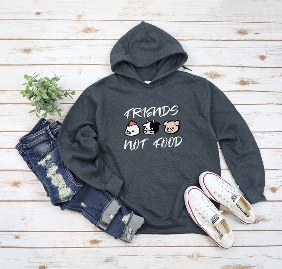 Friends Not Food Hoodie, Cute Vegetarian Sweatshirt, Cute Vegan