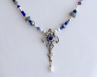 STERLING Silver ART DECO Pendant Necklace (Handcrafted)