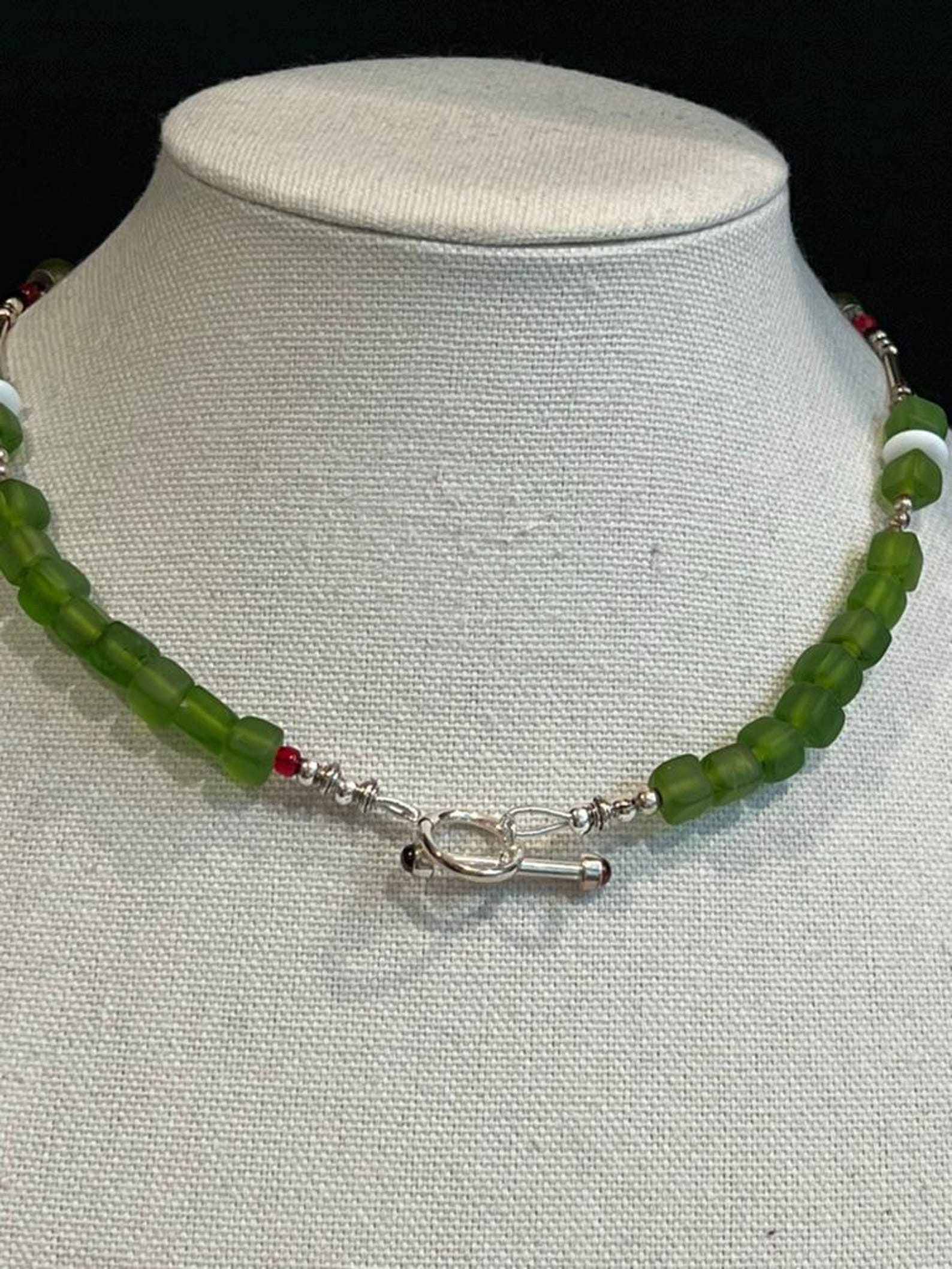 Fire Engine Poppy Fire Engine Red Poppies With Olive Green Stems on a Lampwork Focal Bead ...