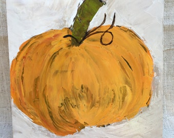 Pumpkin painting on 6x6 Wood Panel 1.5" Thick