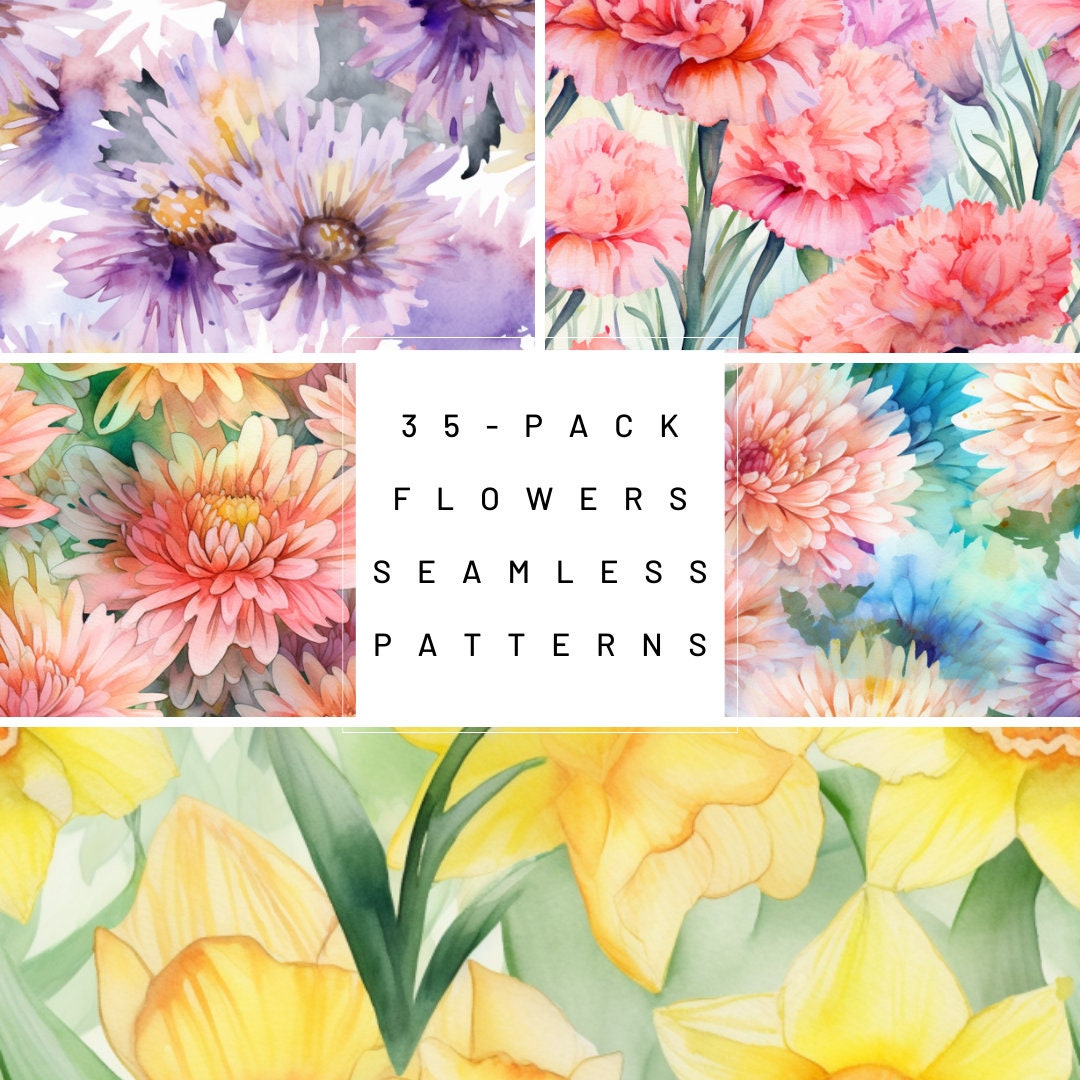 35-pack Flower Seamless Patterns for Crafting | Floral Digital Paper ...