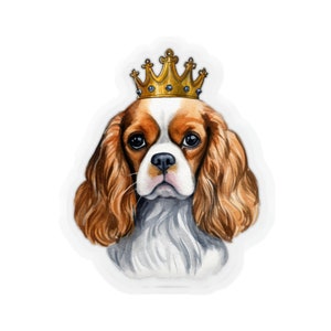 King Charles Cavalier Watercolor Kiss-Cut Stickers, Cute Dog Sticker, Watercolor Sticker, Custom Sticker, Cavalier Dog Sticker