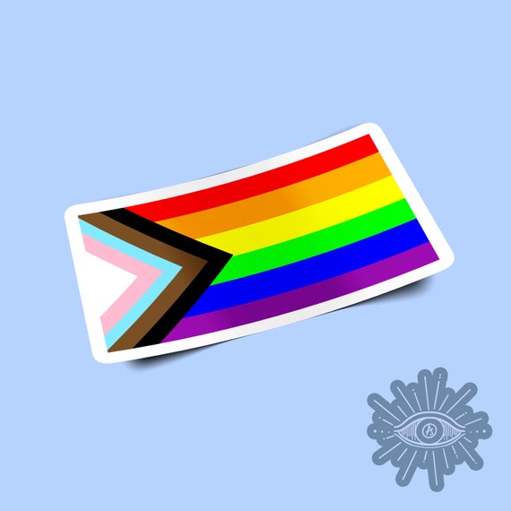 progress pride flag sticker rainbow inclusive pride flag etsy