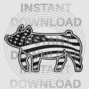 Show Pig USA Flag svg File,Livestock svg -Vector Art Personal Use- Cricut,Silhouette,Cameo,iron on vinyl,vinyl decal
