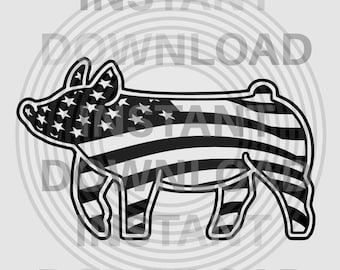 Show Pig USA Flag svg File,Livestock svg -Vector Art Personal Use- Cricut,Silhouette,Cameo,iron on vinyl,vinyl decal