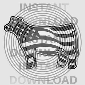 Show Steer USA Flag svg File,Livestock svg -Vector Art Personal Use- Cricut,Silhouette,Cameo,iron on vinyl,vinyl decal