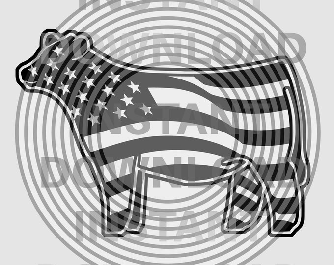 Show Steer USA Flag svg File,Livestock svg -Vector Art Personal Use- Cricut,Silhouette,Cameo,iron on vinyl,vinyl decal