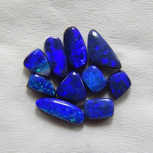 10 Pcs Natural Australian Opal Doublet Cabochon, Blue Fire Fancy Shape Loose Gemstone Jewelry Making 3x6 To 3.5x10 mm Wholesale Opal Lot