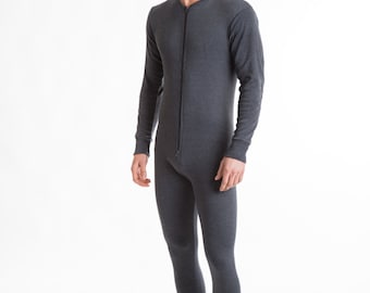 OCTAVE® Mens Thermal Underwear All In One Union Suit with Zipped Back Flap