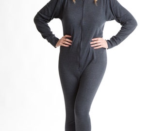 OCTAVE® Womens Thermal Underwear All In One Union Suit with Zipped Back Flap