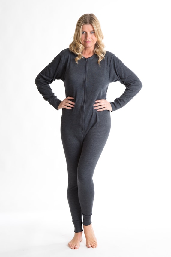 OCTAVE Womens Thermal Underwear All in One Union Suit With Zipped Back Flap Etsy UK