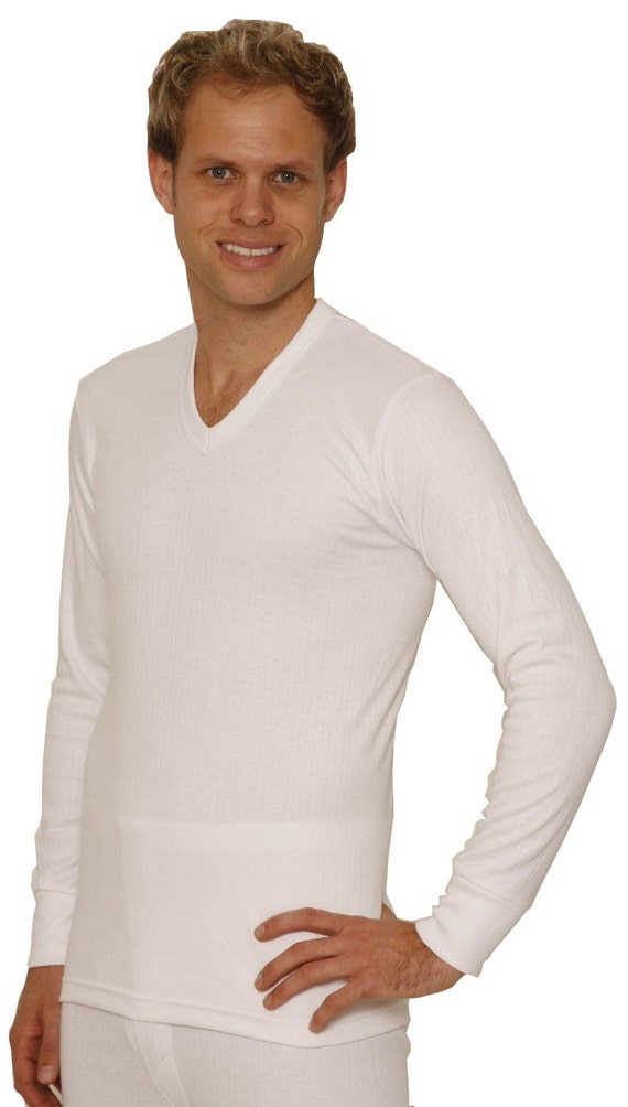 Heat Holders Men's Cotton Thermal Underwear Long Sleeve Top - Vest Style - Size M