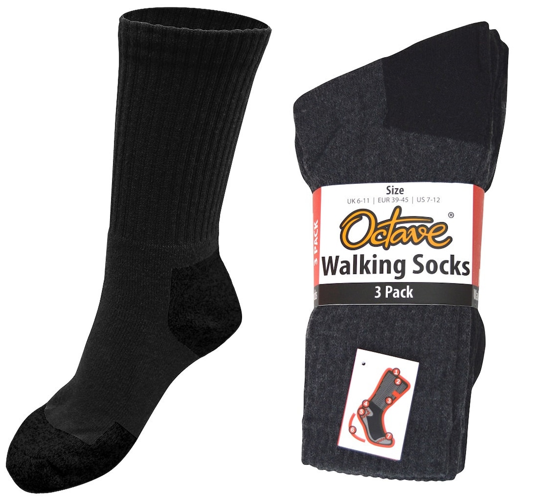 OCTAVE Mens Pack of 3 Trekking Cushioned Walking Socks Etsy