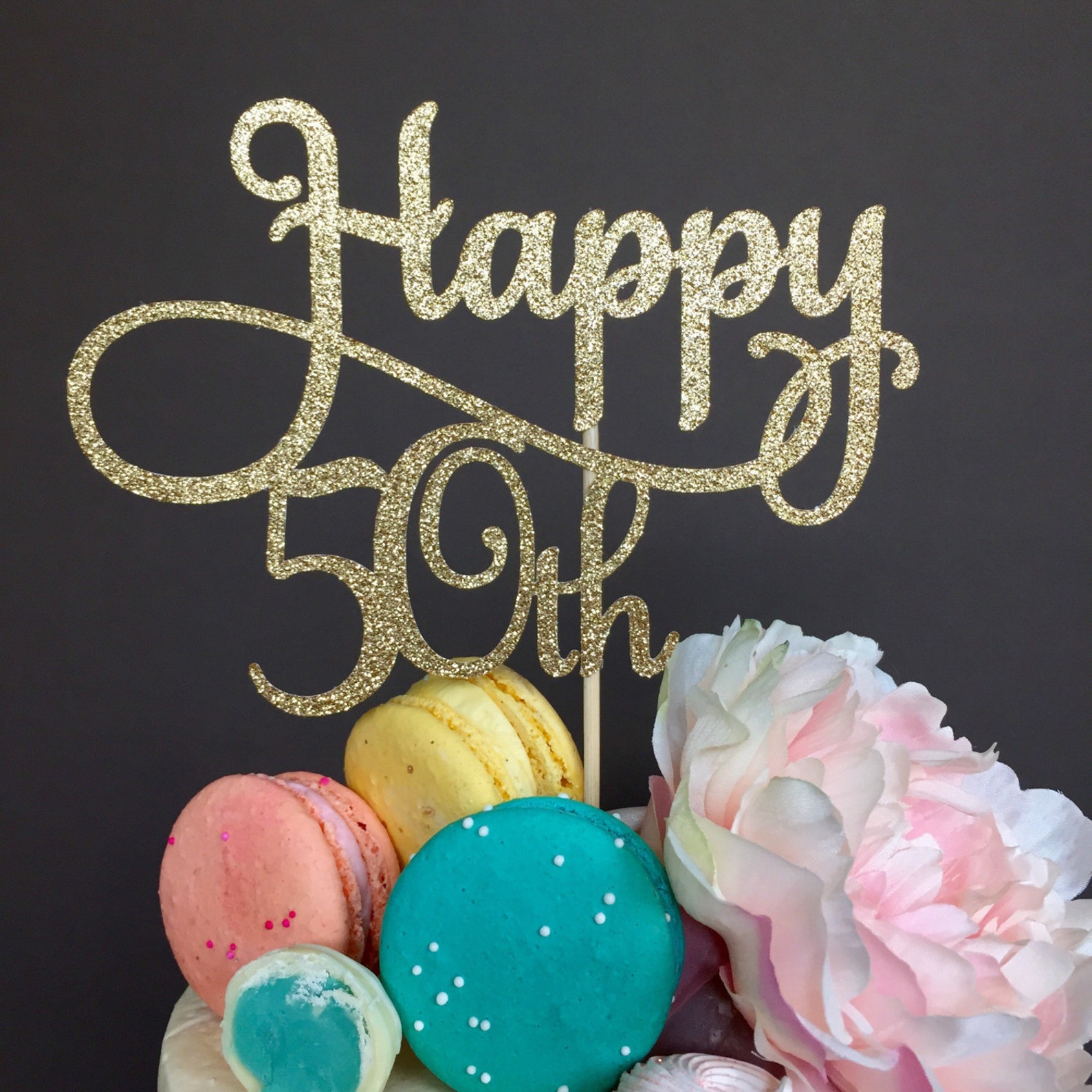 Happy 50th Cake Topper 50th Cake Topper 50th Birthday Cake Etsy
