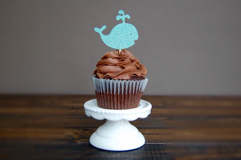 Whale Cupcake Toppers Baby Shower Cupcake Toppers Baby's Etsy