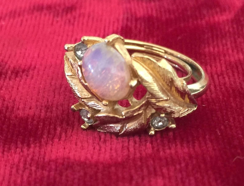 Vintage Avon Pink Opal Cocktail Ring With Rhinestones Approx - Etsy