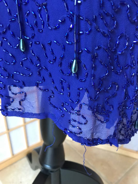 Stunning Heavy Beaded Deep Blue Silk Dress by Des… - image 10