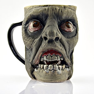 Undead Horror Mug, 18.25 oz Handmade Zombie Coffee Cup, Macabre Drinkware, Spooky Halloween Gift, Creepy Gothic Collectible, Horror Fan Gift