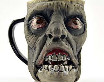 Handmade Zombie Mug: Macabre Gothic Horror Coffee Cup