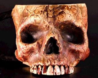 Handmade Skull Coffee Mug: Gothic Stoneware Ceramic Cup
