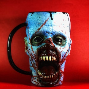 Blue Skin Zombie Vampire Mug: Halloween Horror Decor
