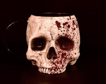 Skull Coffee Mug: Faux Taxidermy Pottery, Gothic Halloween Decor
