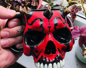 Taza con calavera de Darth Maul: Taza de café de Star Wars hecha a mano