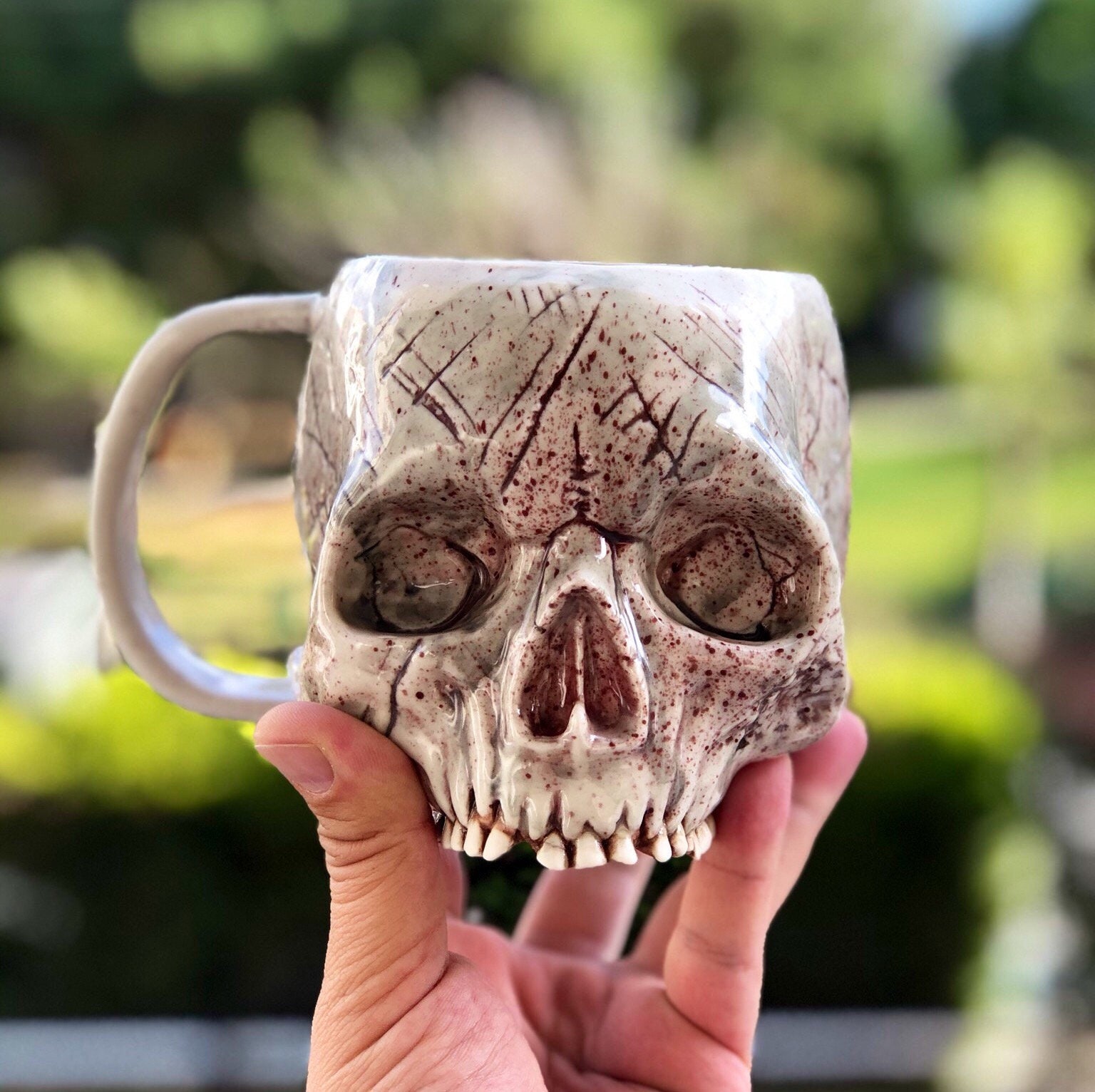 Ancient Skull Mug, 30 Oz Large Handmade Ceramic Tankard