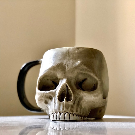 Skull Mug, Faux Taxidermy, Skull, Pottery Mug, Coffee Mug