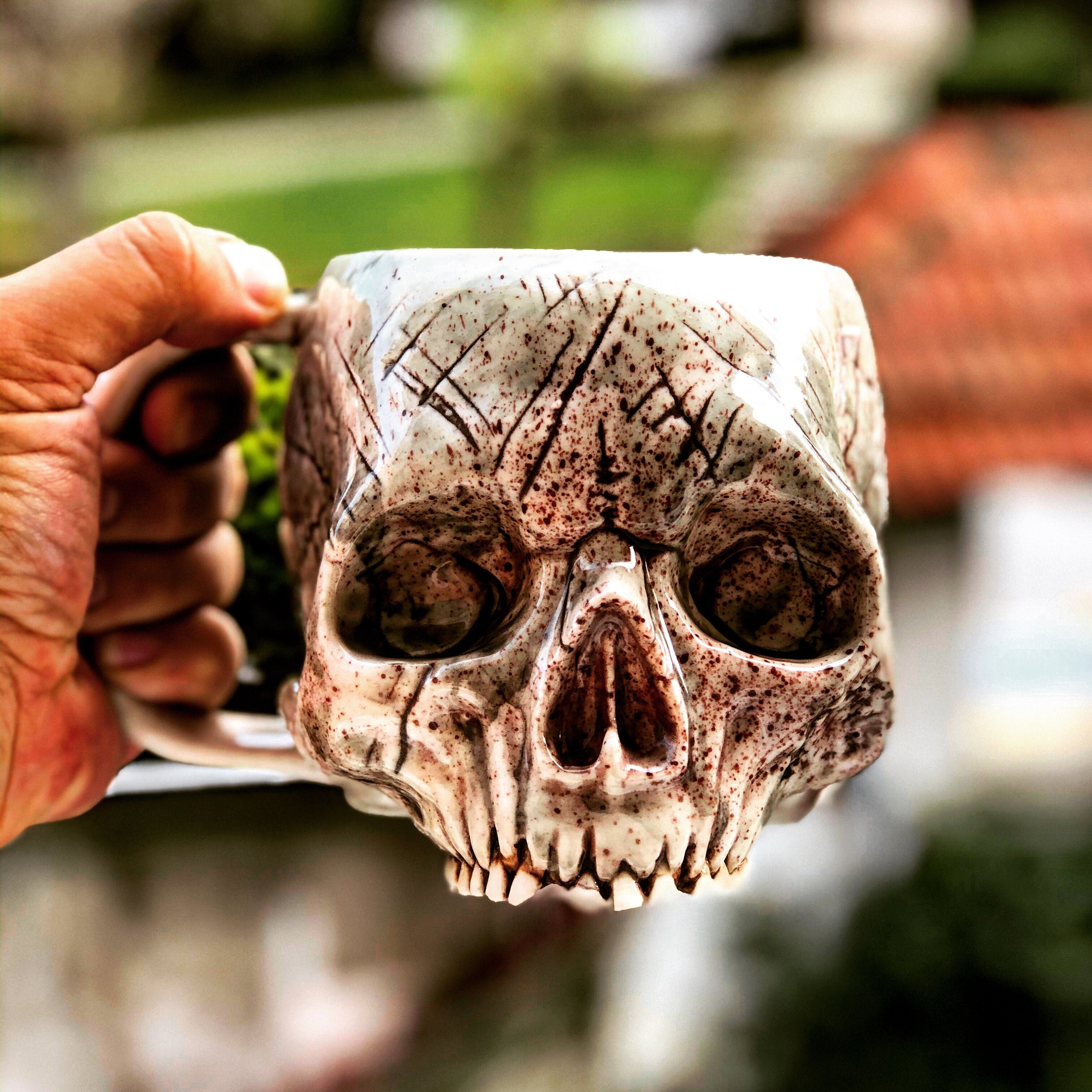 Handmade Ancient Skull Mug: 30 Oz Gothic Ceramic Tankard - Etsy