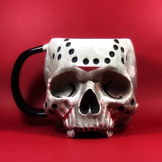 Friday the 13th Skull Coffee Mug: Faux Taxidermy Halloween Decor