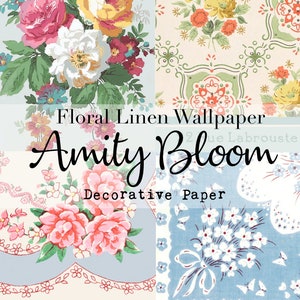 Blumen Leinen Tapete | Dekorpapier