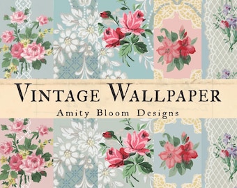 Vintage Wallpaper Kit | Decorative Antique Papers | Floral Paper