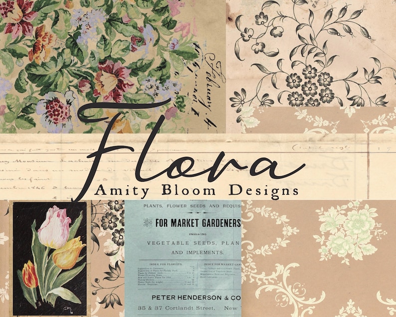 Flora | Vintage Decorative Poetry Paper & Journal Artist Kit - Etsy