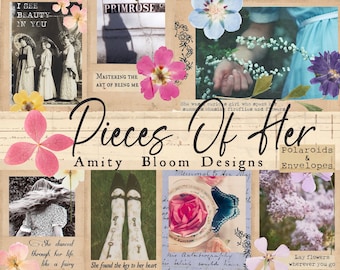 Pieces Of Her | Vintage Polaroid & Envelope Journal Kit | Floral Ephemera