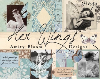 Sus alas / Kit de artista de diario y papel de poesía decorativa vintage